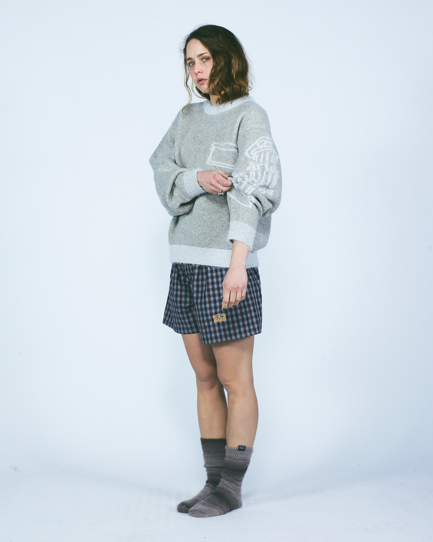 Fluffy Column Chenille Crew Neck