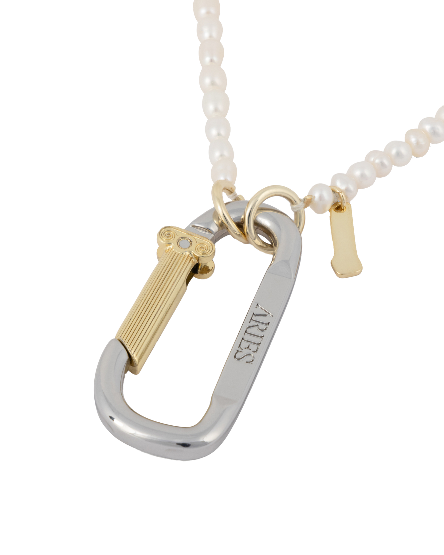 Mini Carabiner Pearl Necklace