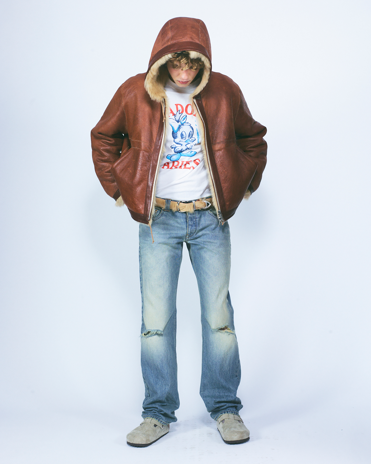 Oversized Reversible Hooded Sheepskin Jacket