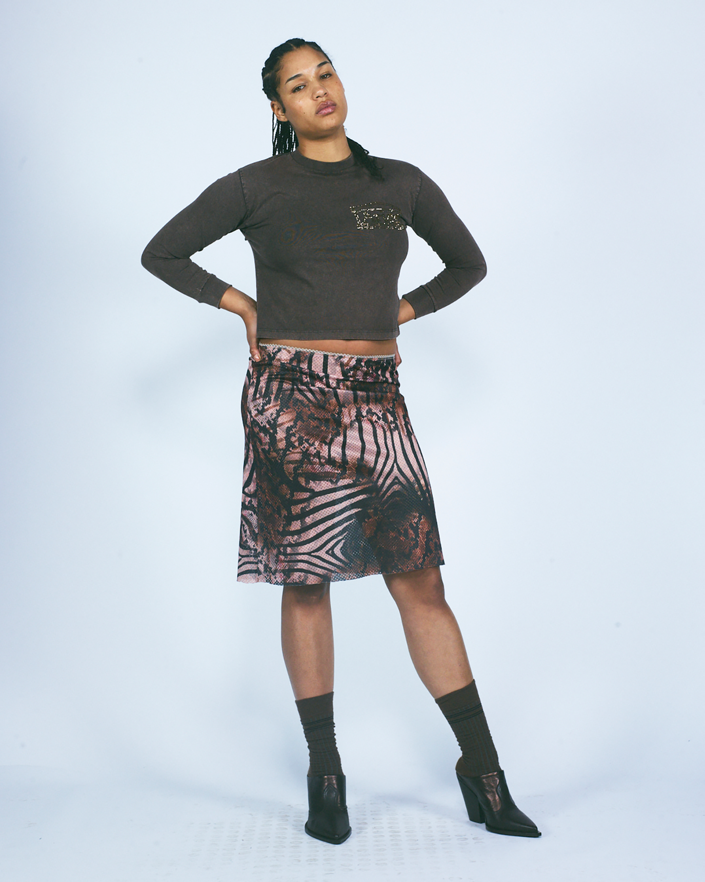 Aged Diamante Temple LS Tee