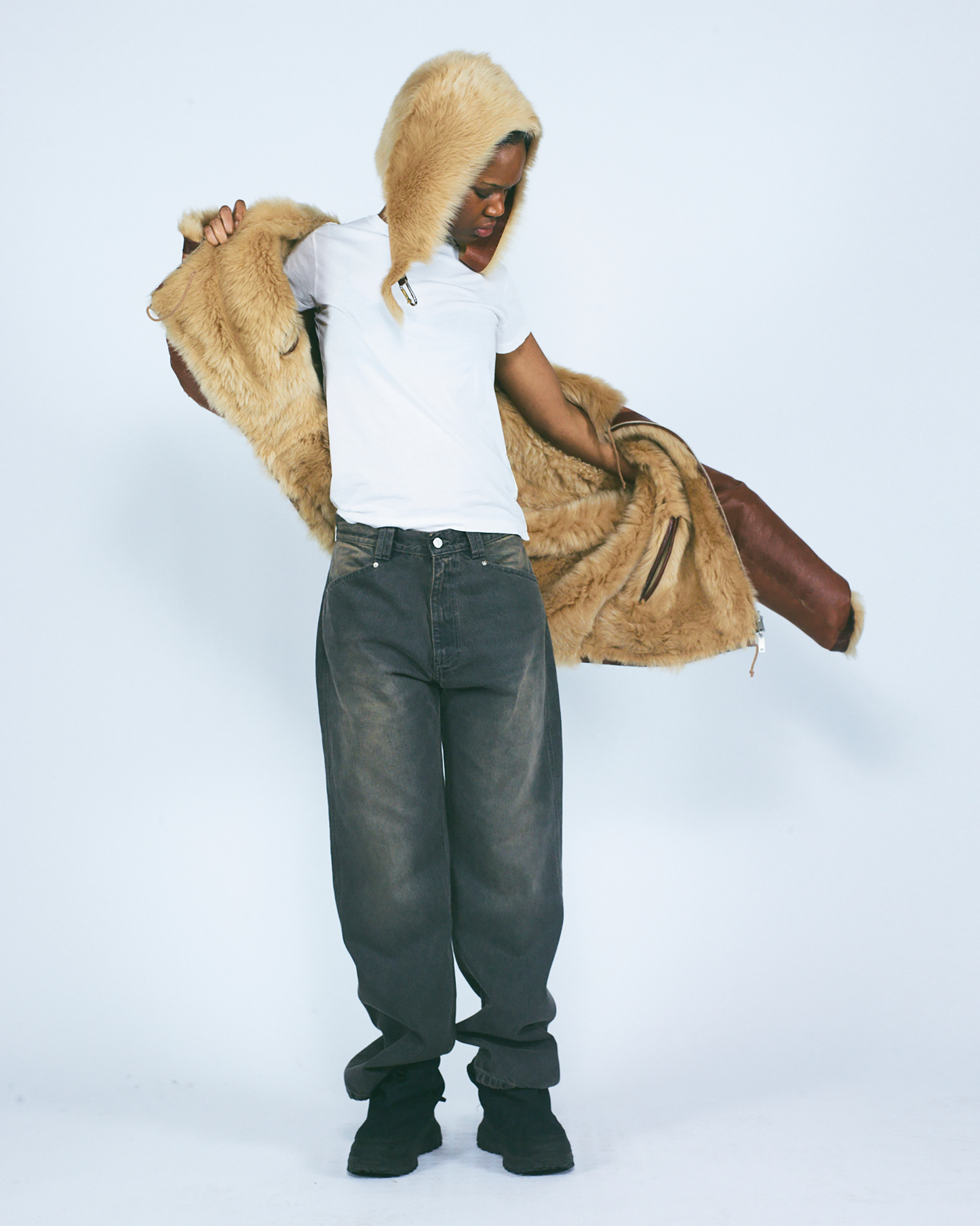 Oversized Hooded Sheepskin Jacket