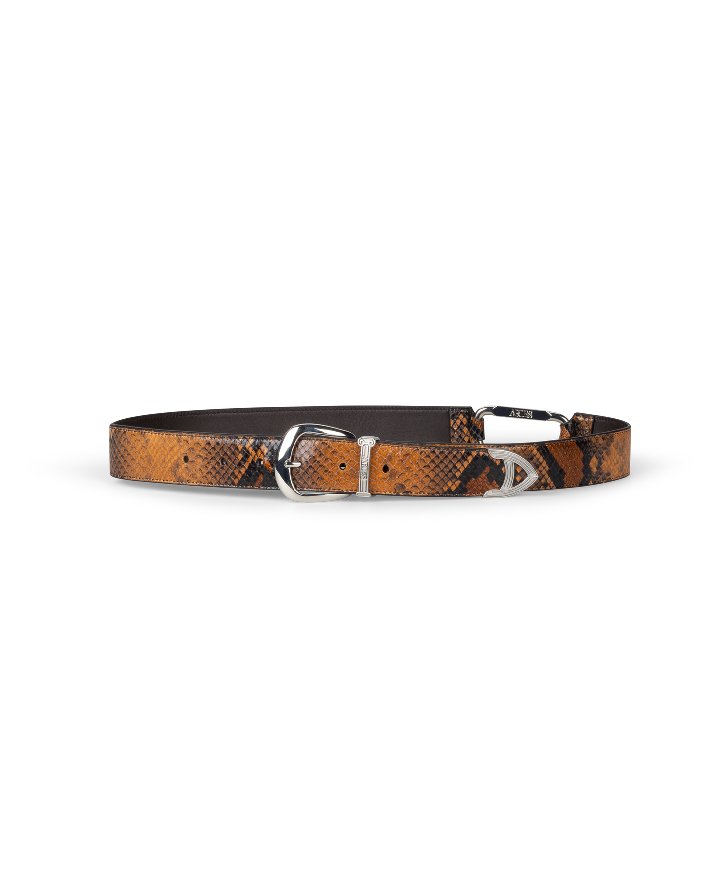 Snake Print Leather Mazzo Belt