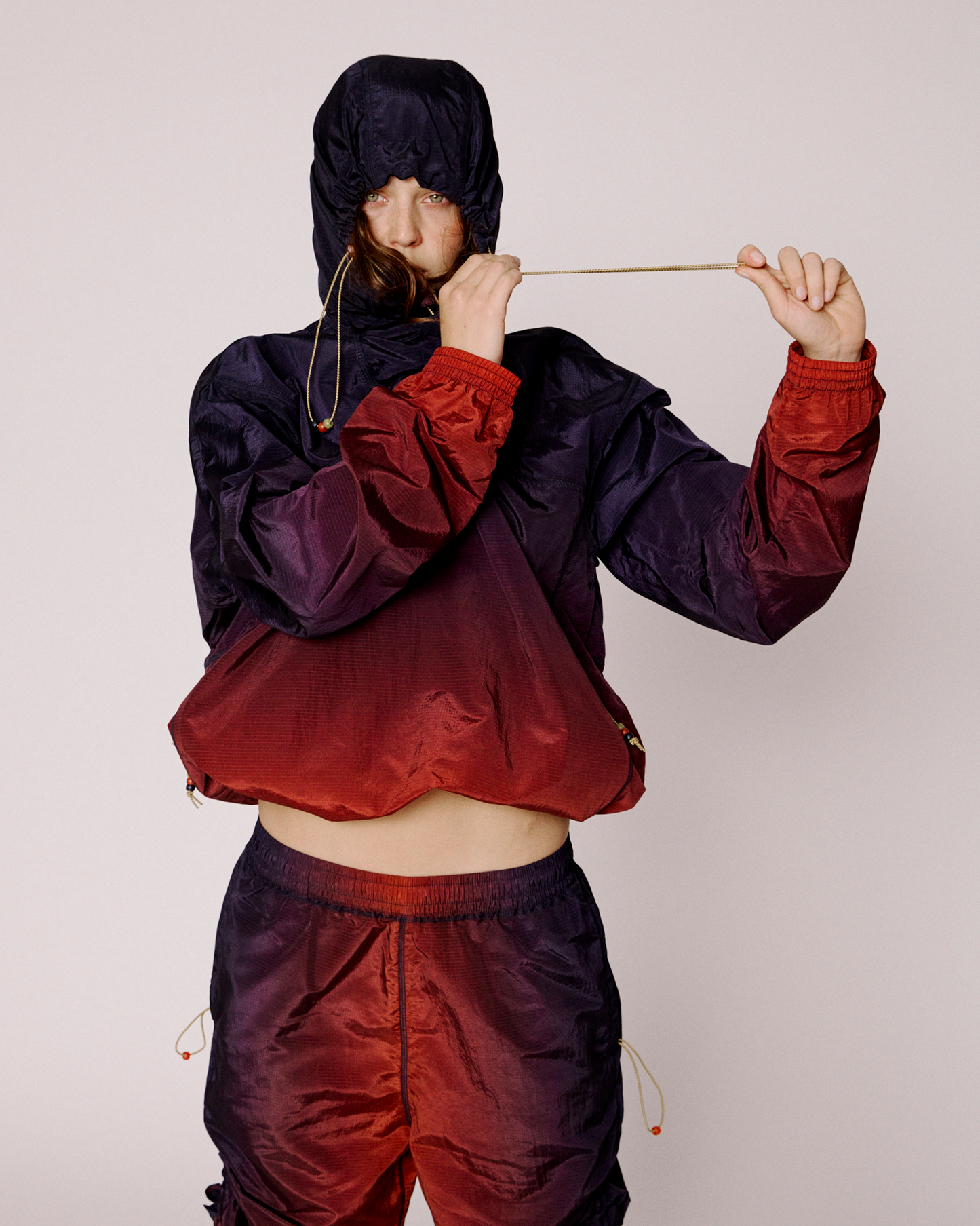 puma x aries ombre nylon quarter lace hooded jacket