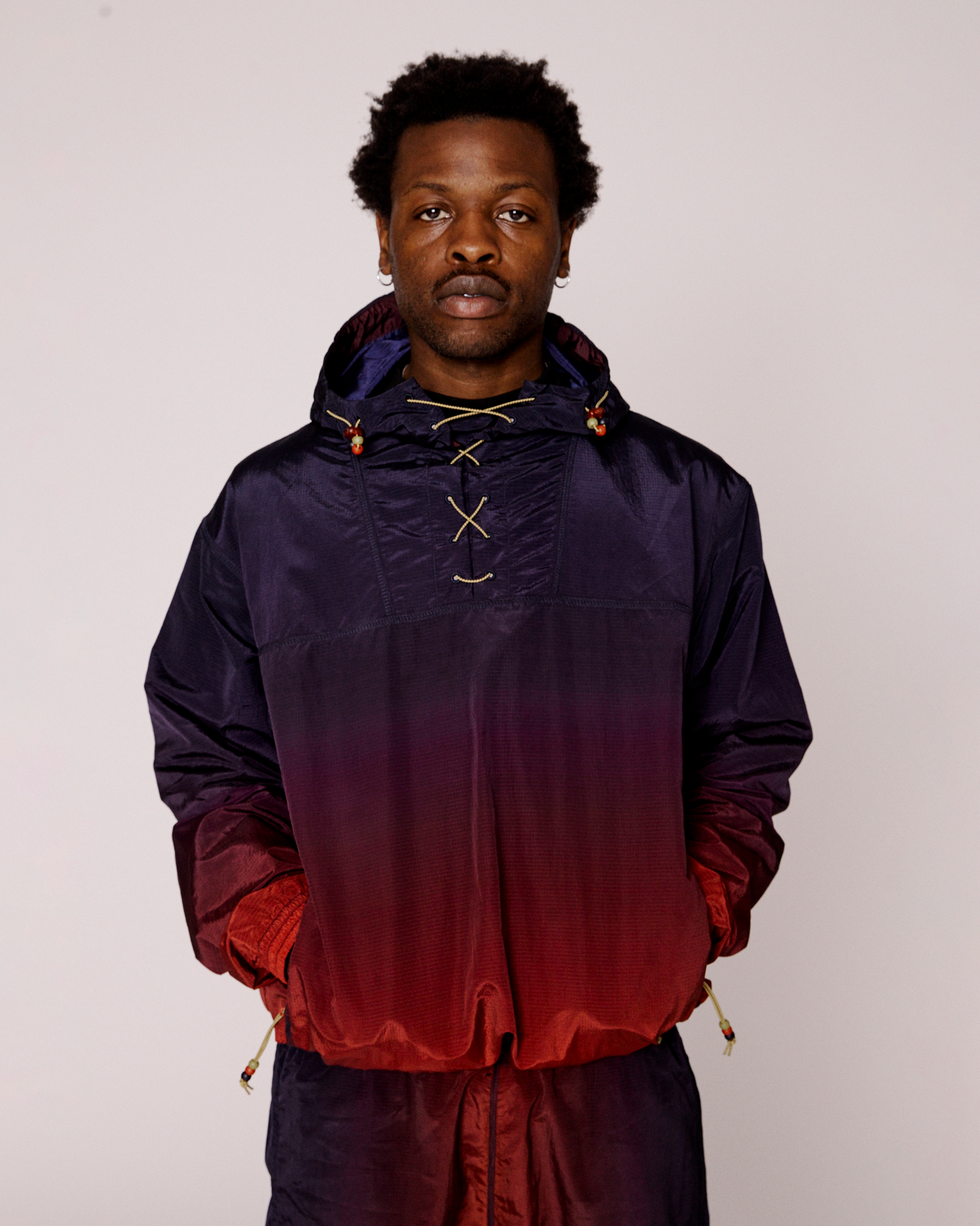 puma x aries ombre nylon quarter lace hooded jacket