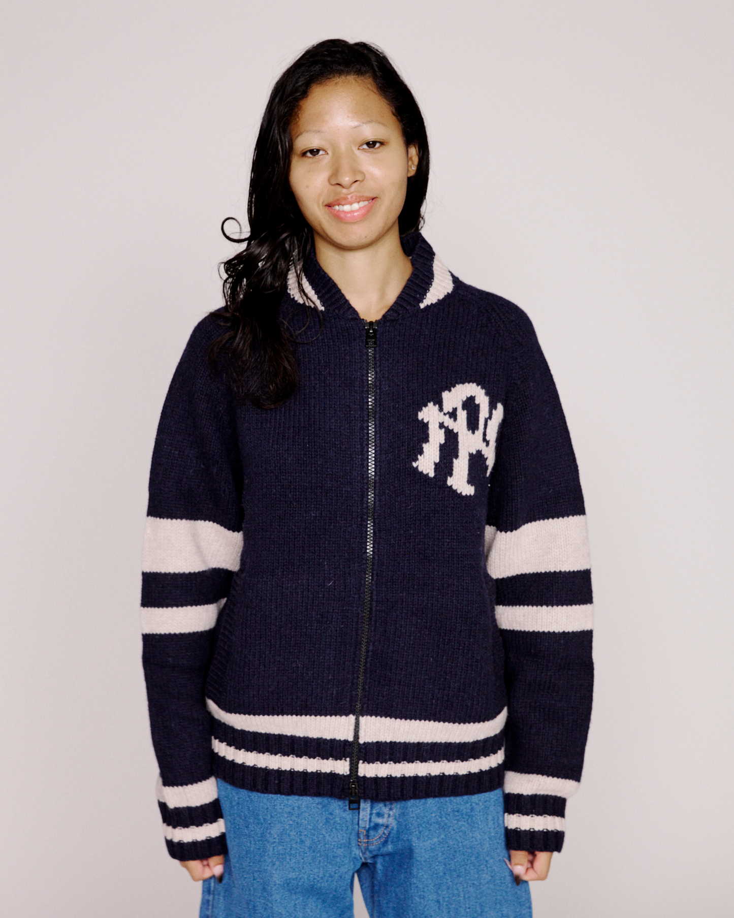 NYP Varsity Zip Thru Knit