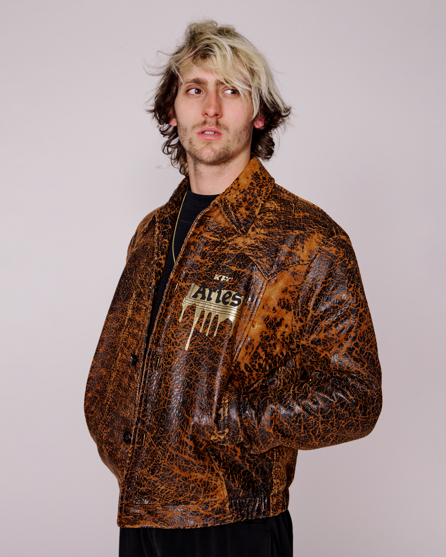 Aries x KFC Distressed Leather Jacket