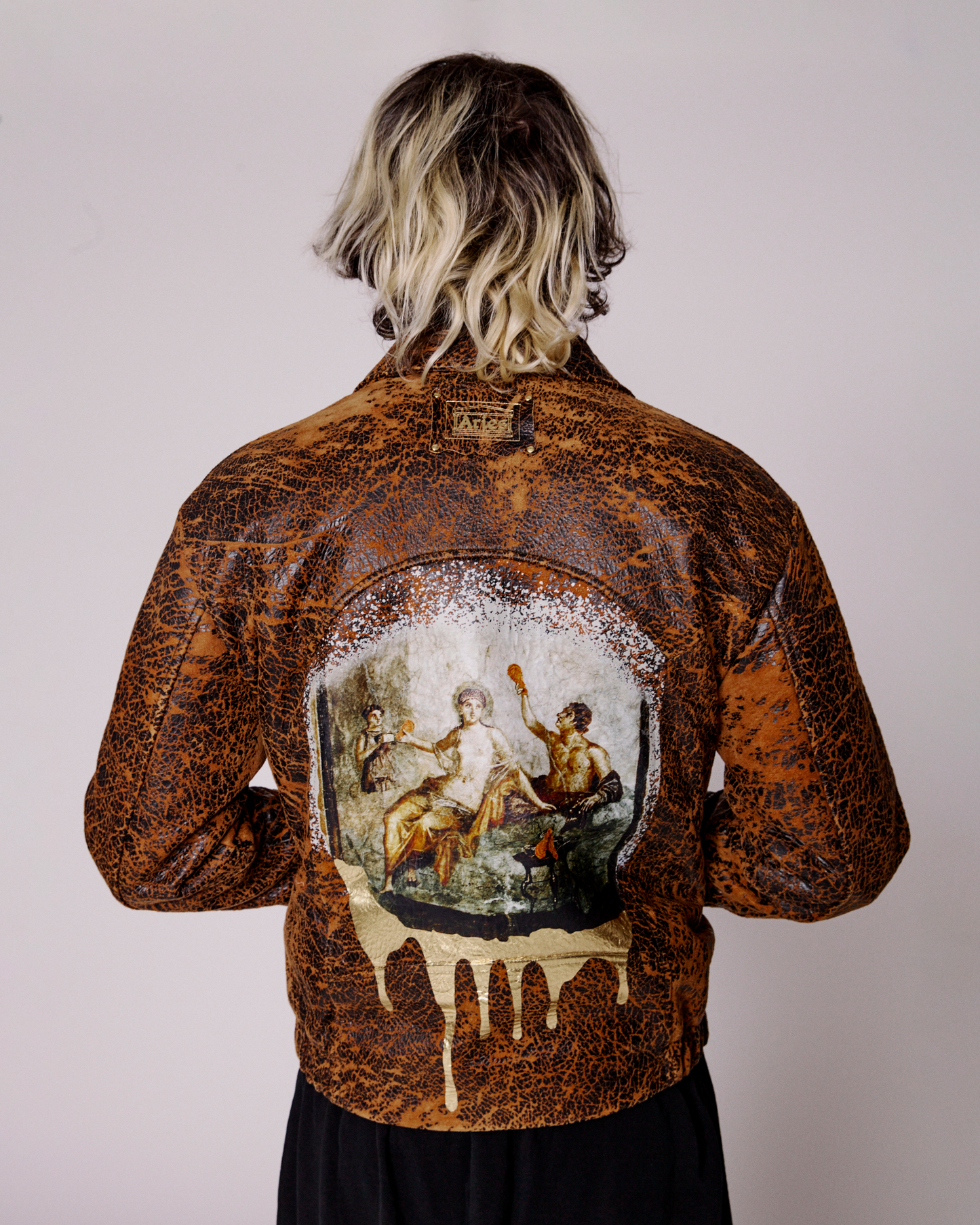 Aries x KFC Distressed Leather Jacket