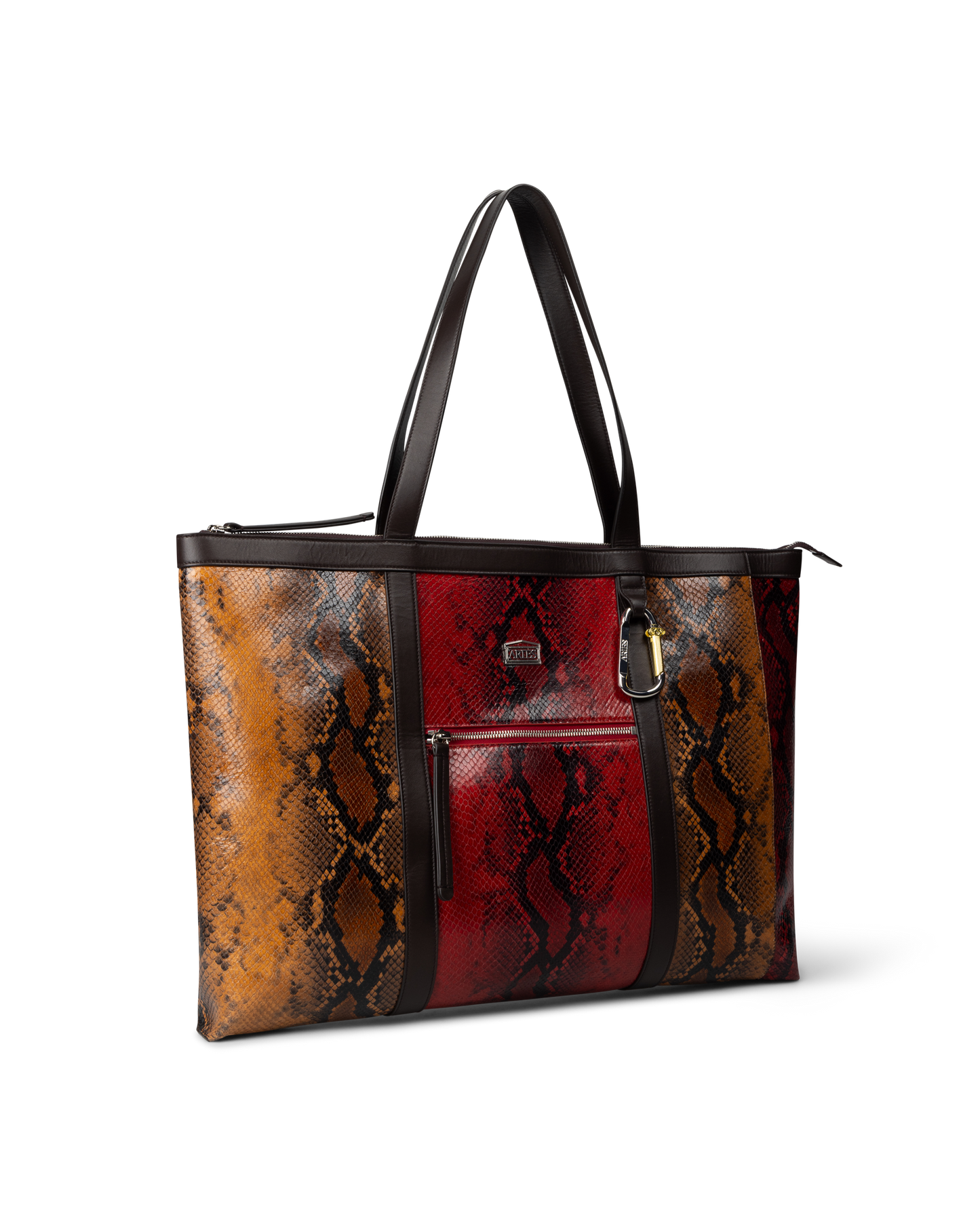 Patchwork Snake Print Leather Niner Shopper Bag
