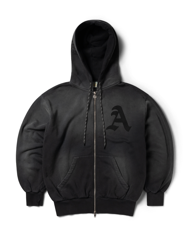 Aged Gothic Zip Through Hoodie