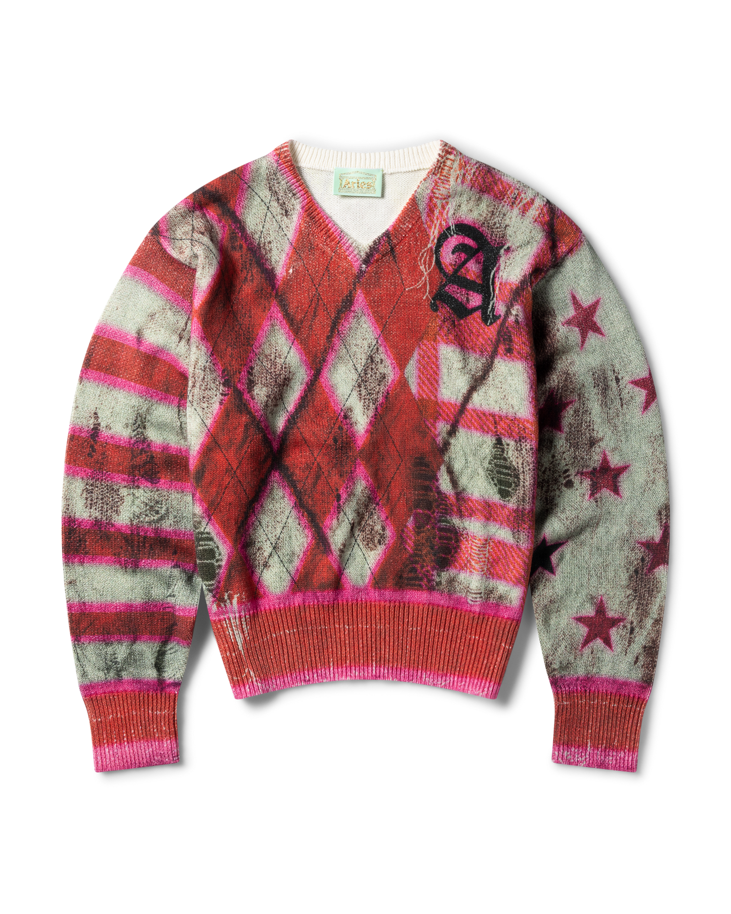 Digi Patchwork V Neck Knit