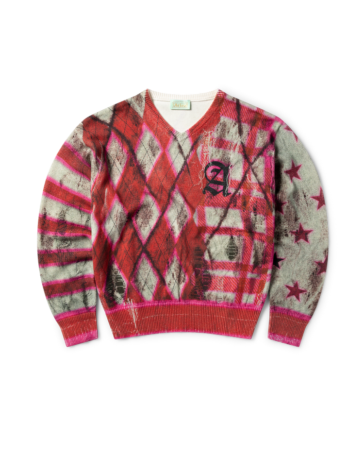 Digi Patchwork V Neck Knit