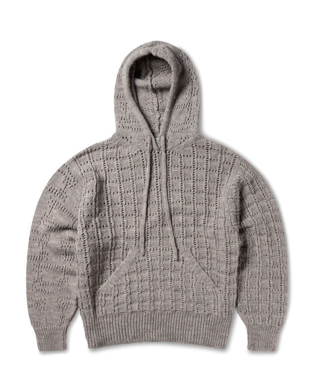 Pointelle Temple Patchwork Hoodie