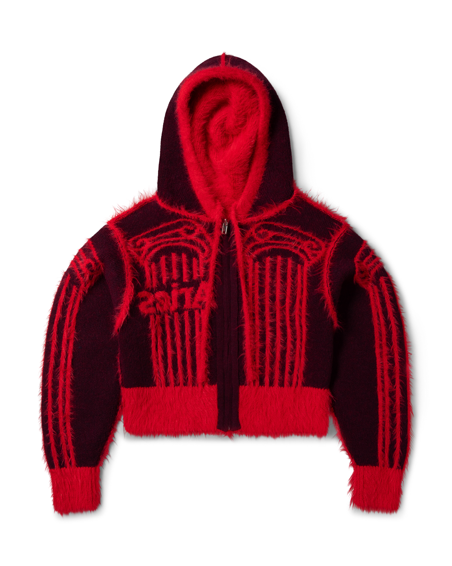 Fluffy Column Chenille Reversible Zip Thru Hoodie