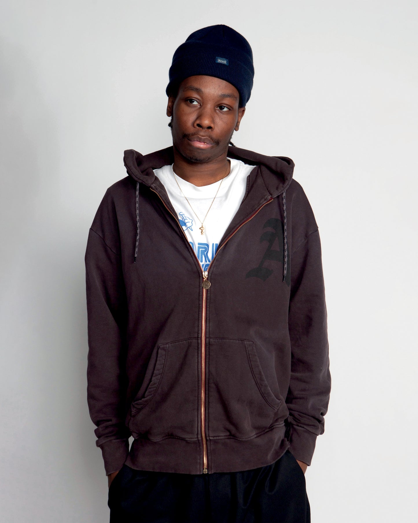 Zip Through Aged Gothic Hoodie