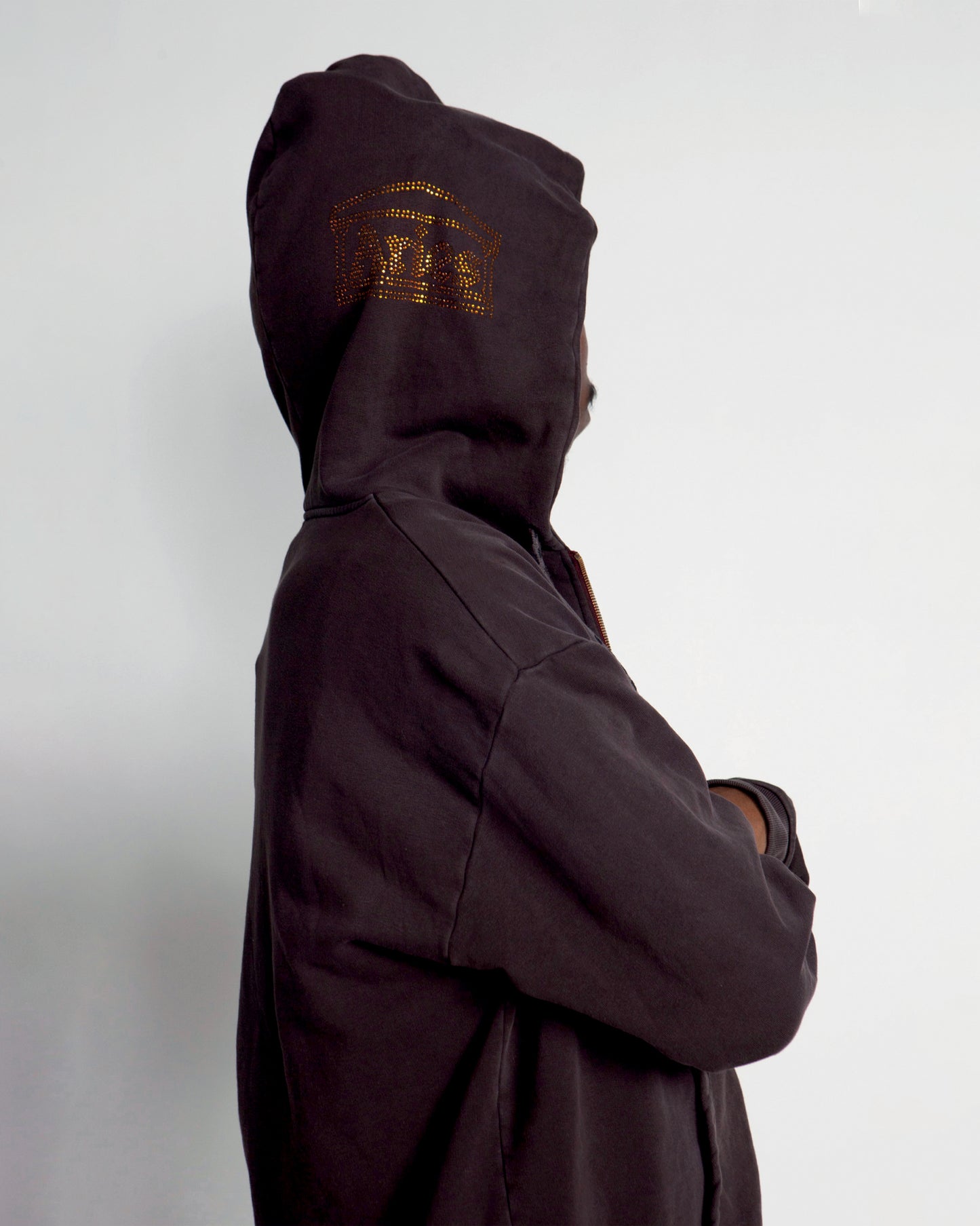 Zip Through Aged Gothic Hoodie