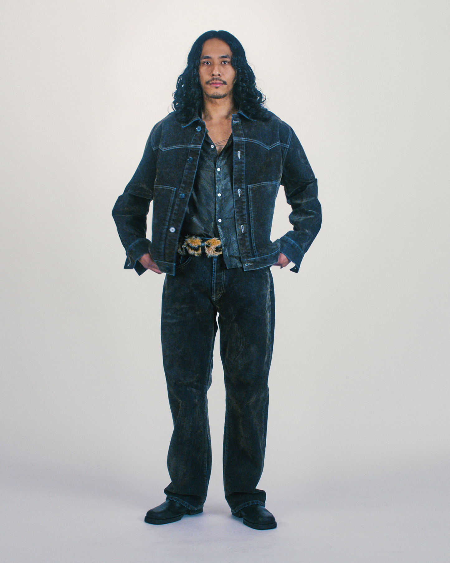 Worn Flock Denim Car Coat