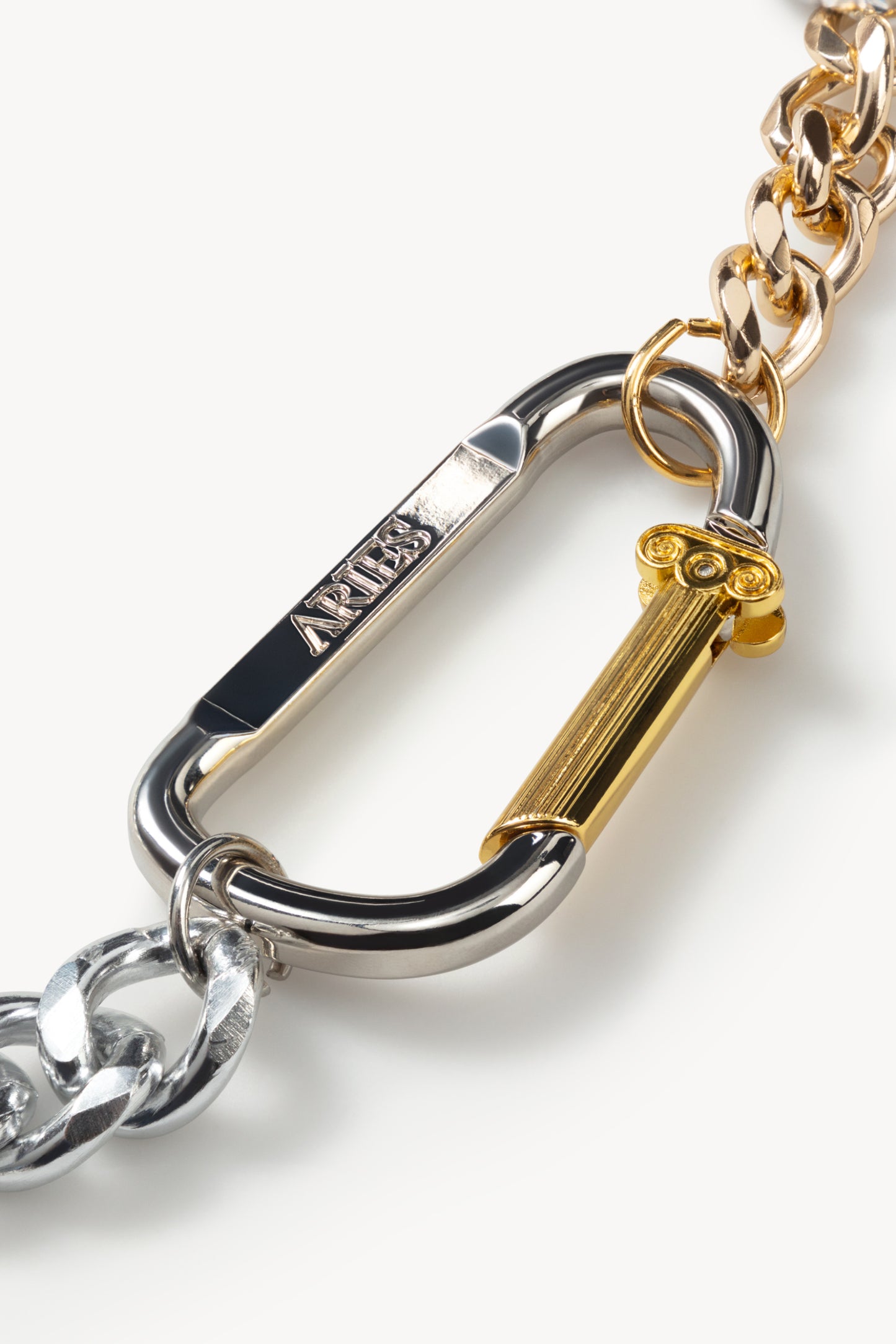 Column Carabiner Silver Necklace