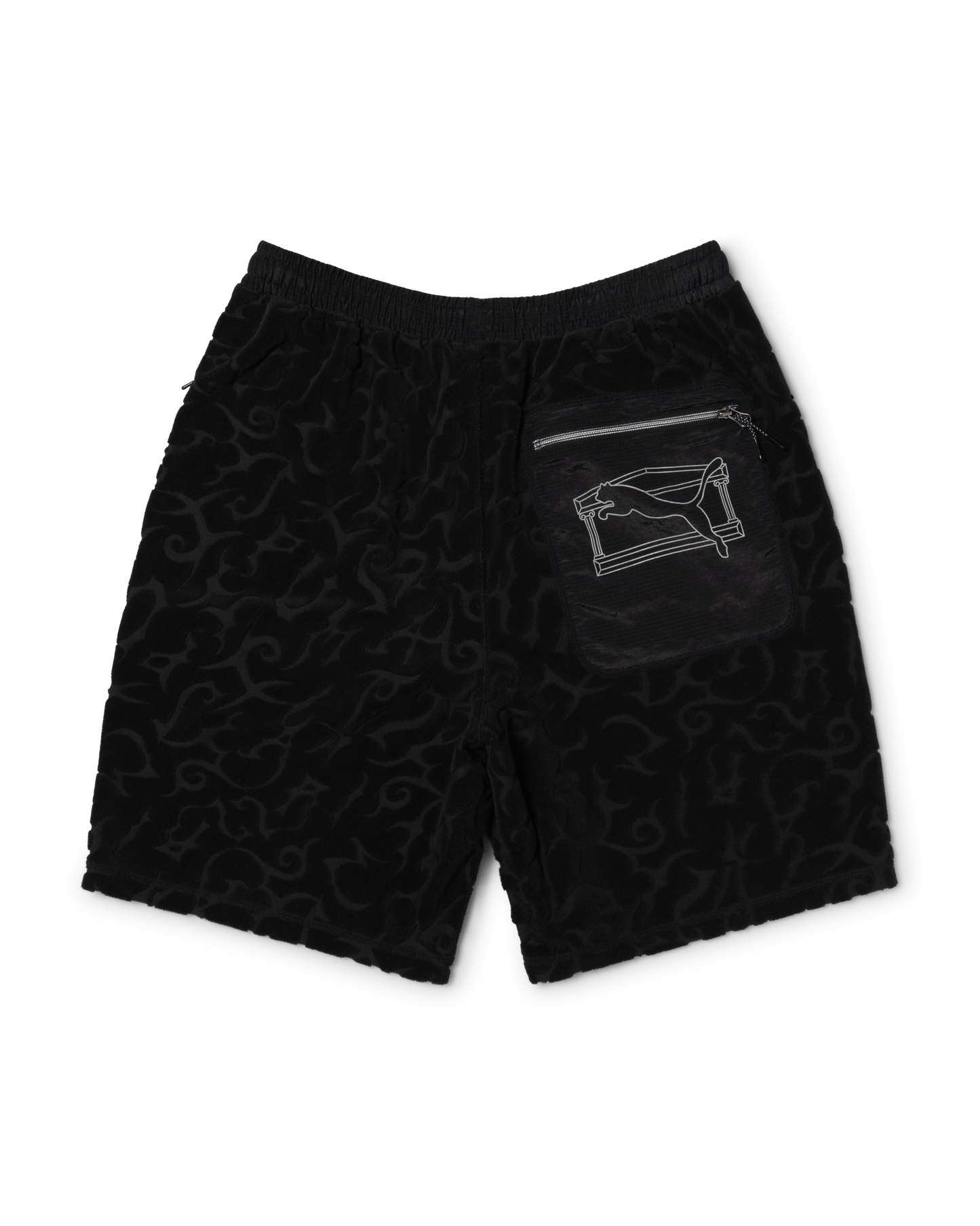 puma x aries tribal jacquard towelling shorts