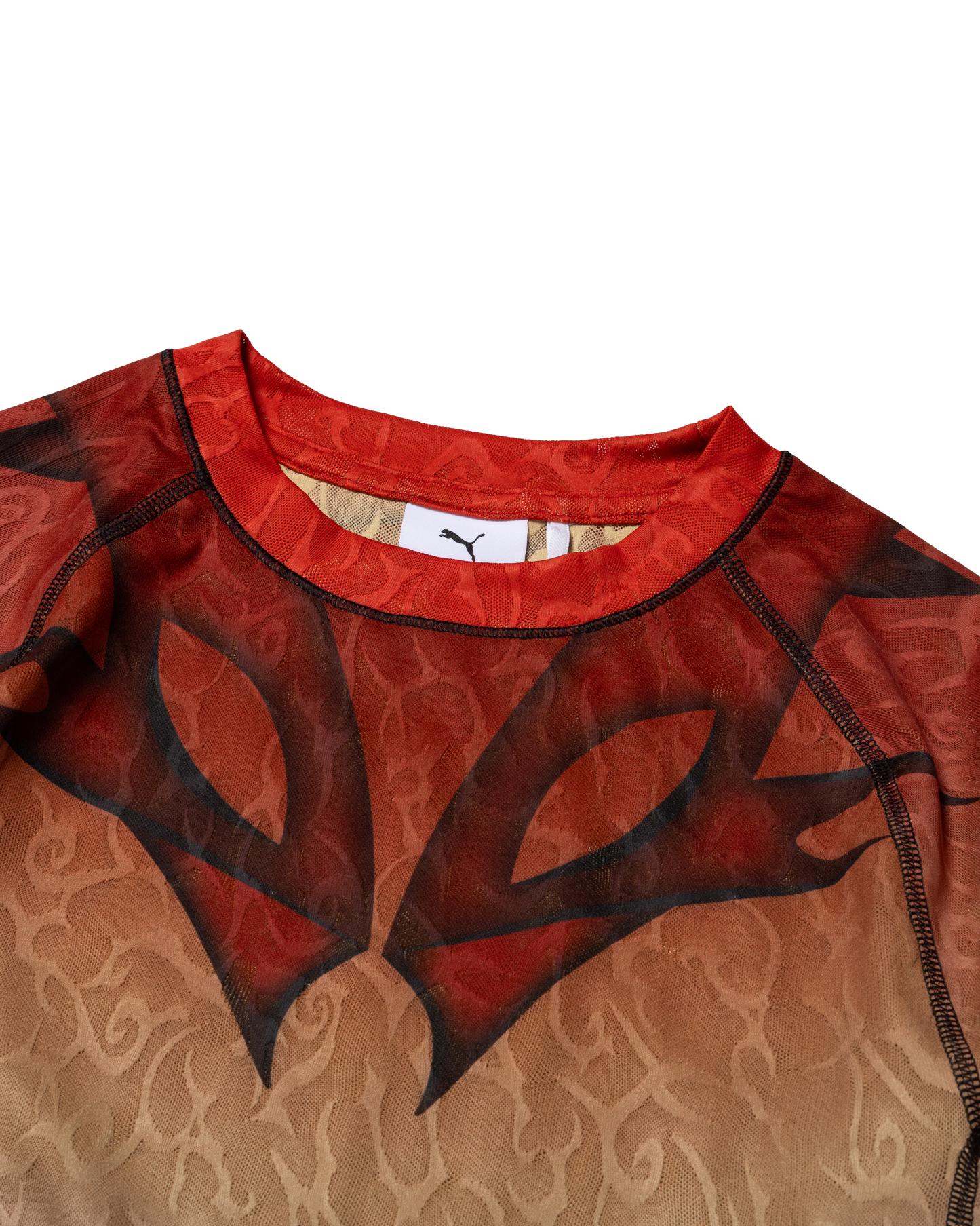 puma x aries tribal jacquard lace ls top