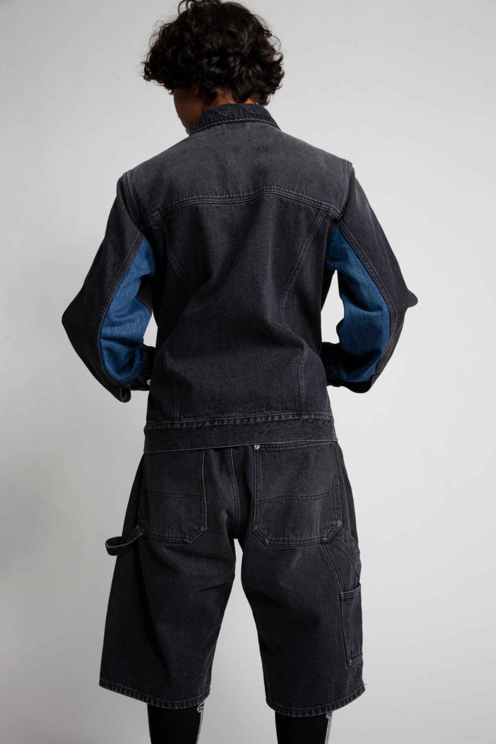 Load image into Gallery viewer, Colourblocked Denim Work Jacket