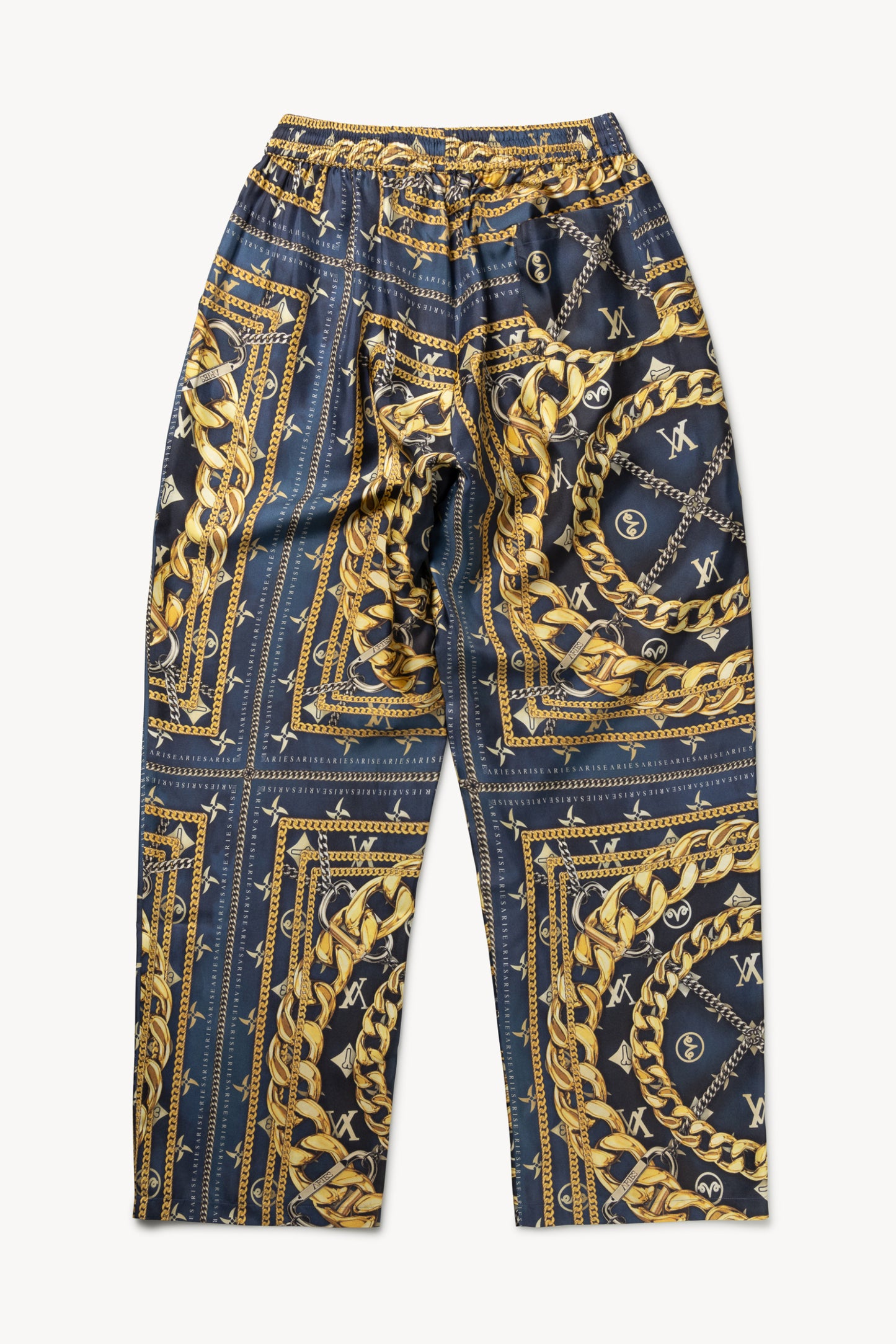Scarf Print Silk Slacker Pants