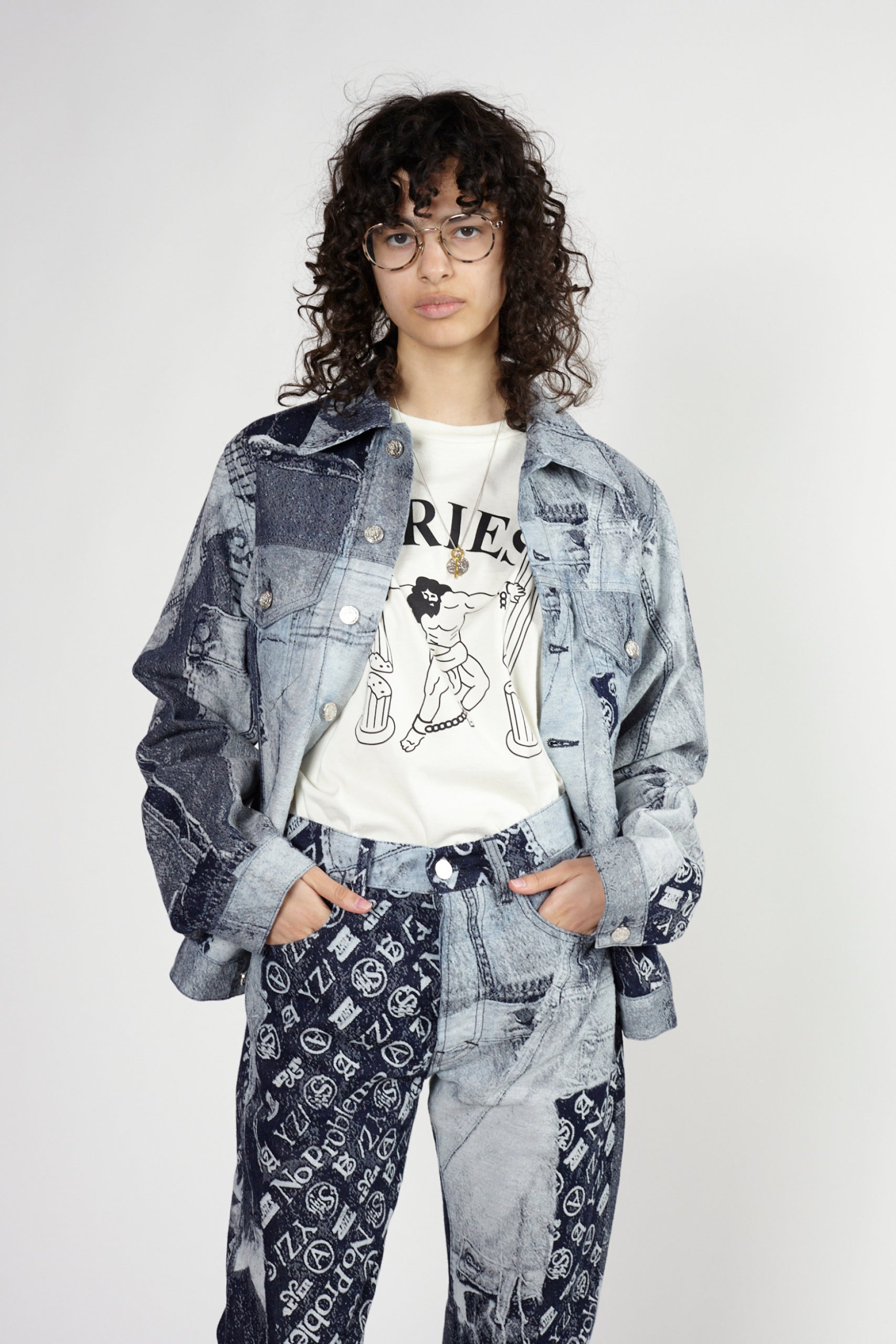 Load image into Gallery viewer, Patchwork Jacquard Trucker Jacket