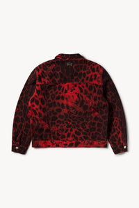 Leopard Zip Through Denim Jacket