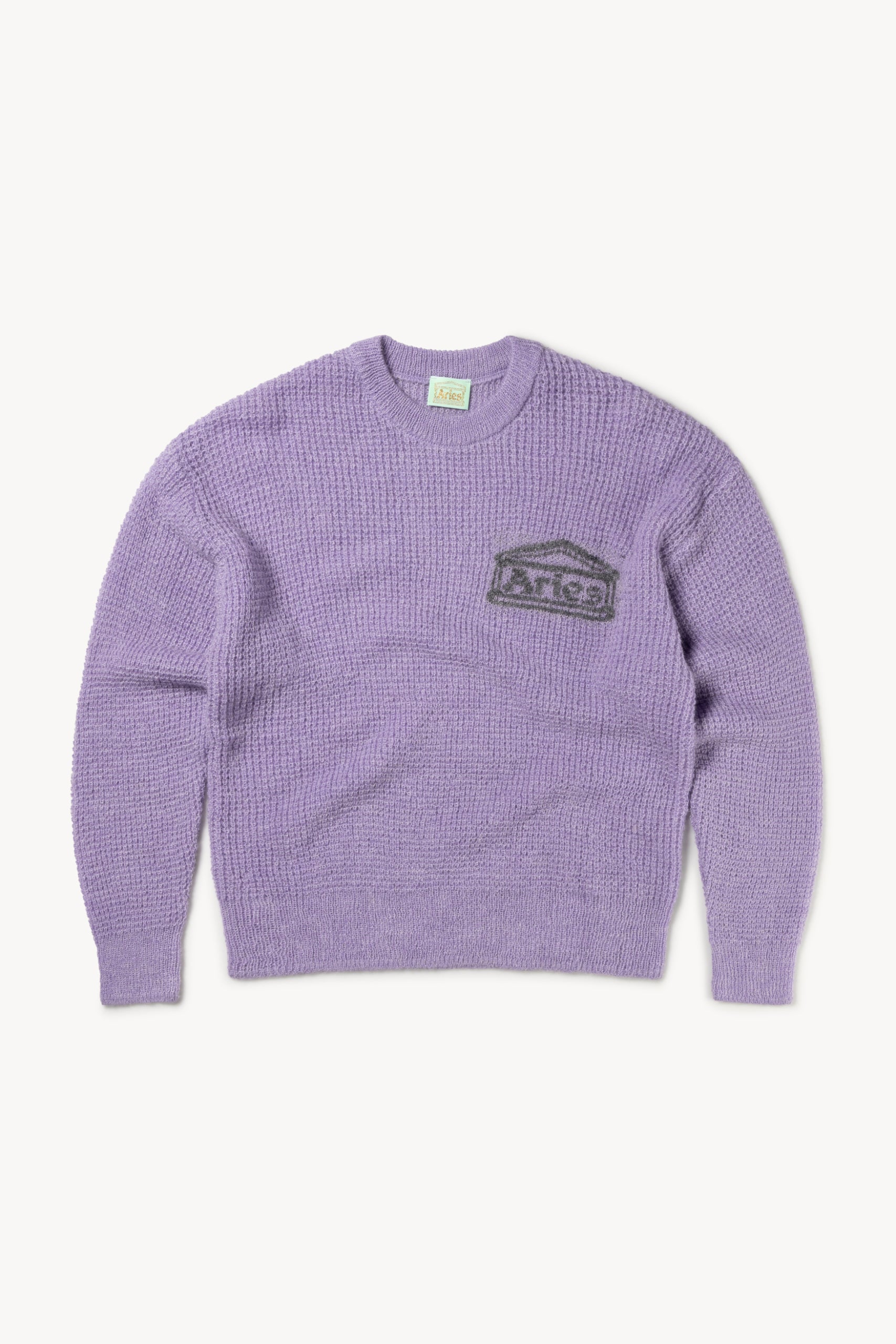 Aries Arise Mens Tie Dye Temple Logo Crew Sweatshirt Lilac Purple