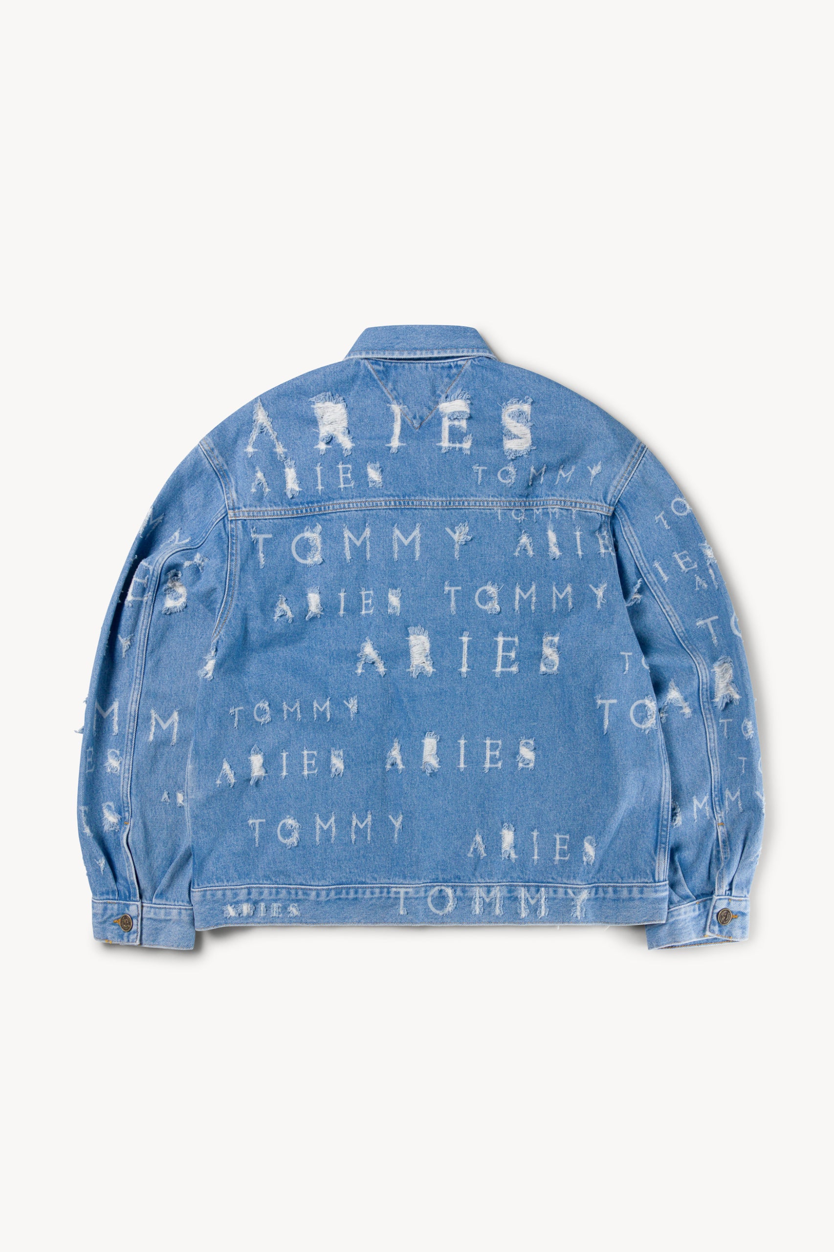 Load image into Gallery viewer, Tommy x Aries Logo Destroyed Denim Jacket