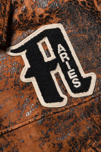 Distressed Leather Letterman Jacket