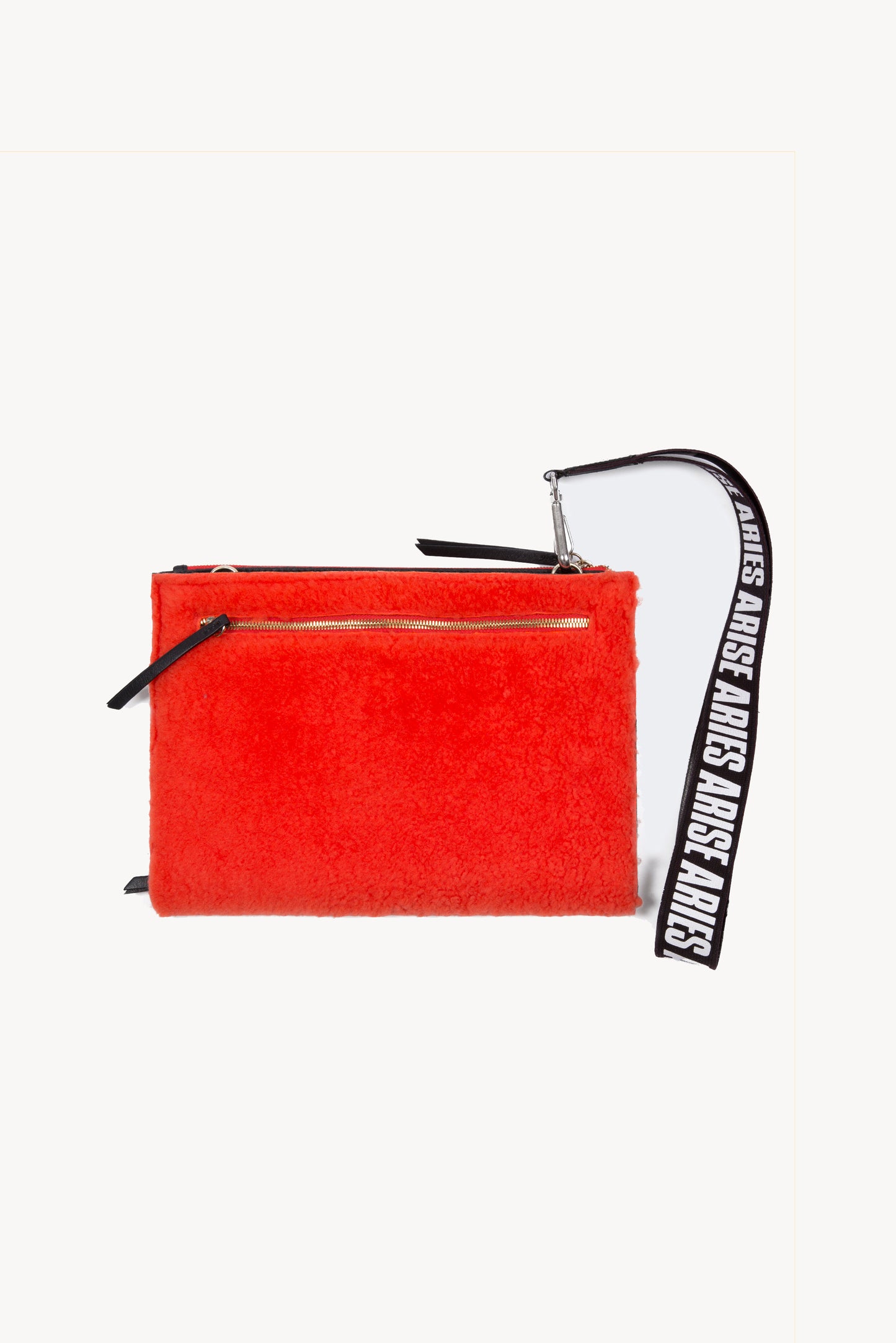 Sheepskin Oversized Pouch With Logo Strap
